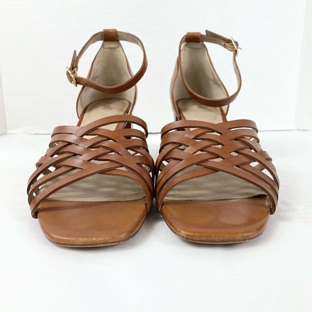 J. Jill Brown Strappy Genuine Leather Block Heeled Open Toe Sandals Size 8 - Picture 4 of 10